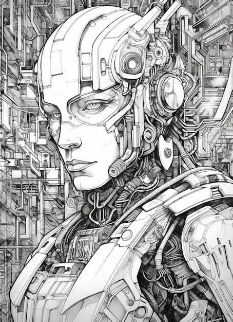 Premium AI Image | A drawing of a robot with a machine in the ...