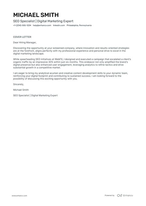 5 Professional Seo Specialist Cover Letter Examples And Template For 2025 Enhancv