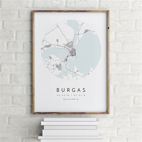 Burgas Map, Burgas, Bulgaria, City Map, Home Town Map, Burgas Print