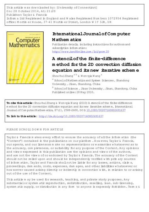 Pdf A Stencil Of The Finite Difference Method For The 2d Convection