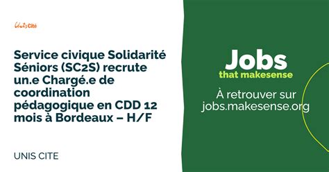 Service civique Solidarité Séniors SC2S recrute un e Chargé e de