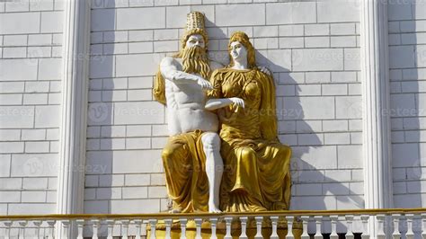 zeus and hermes statue of golden colour 21631299 Stock Photo at Vecteezy