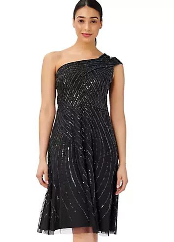 Adrianna Papell Beaded One Shoulder Dress Freemans