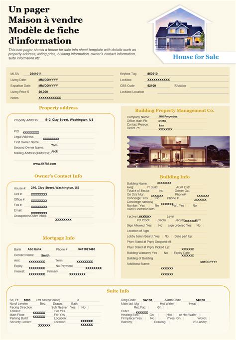 Mod Les De Fiches D Information Indispensables Sur Les Maisons Vendre