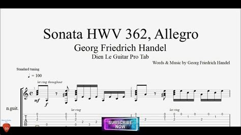 Sonata HWV 362 Allegro By Georg Friedrich Handel With Guitar Tutorial