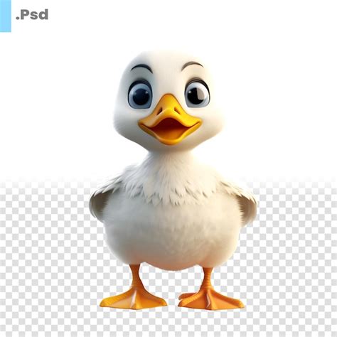 Personaje De Dibujos Animados De Un Pato Sobre Un Fondo Blanco Con La