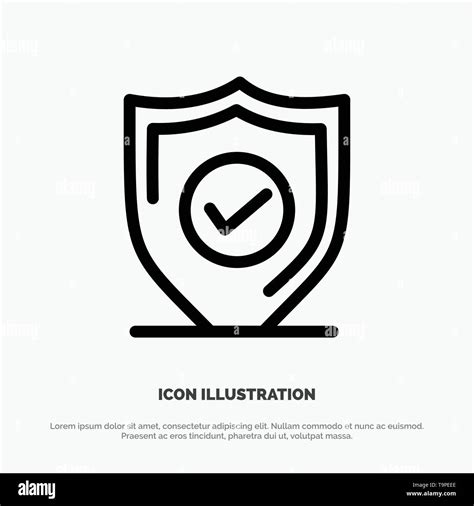 Confirm Protection Security Secure Line Icon Vector Stock Vector