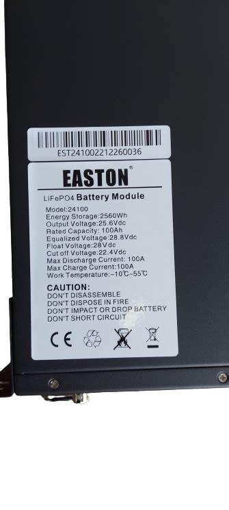 Easton 24v 100ah 2 56kwh 25 6v Lithium Battery Lifepo4 Rack Mount