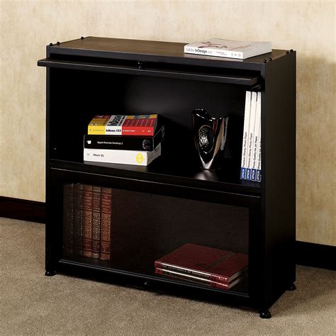 Small Black Bookcase With Doors Bookshelf Style