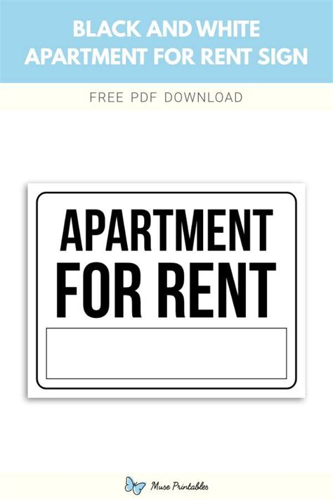 Printable Black And White Apartment For Rent Sign Template Black And