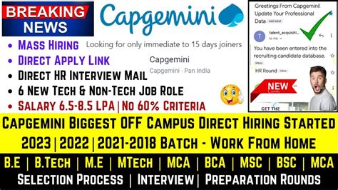 Capgemini Mega Off Campus Direct Hiring Started For