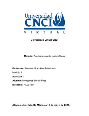 Fundamentos De Matematicas Proyecto Modular Universidad Virtual CNCI