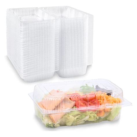 Buy 40 Pack Disposable Clear Plastic Hinged Food Containers with Lids, Take Out Loaf Containers ...