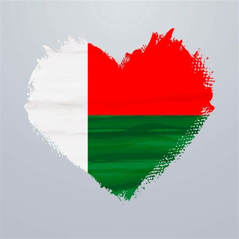 Premium Vector Heart Shaped Flag Of Madagascar