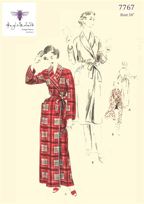 Vintage S Sewing Pattern Housecoat Robe Dressing Gown Etsy Uk