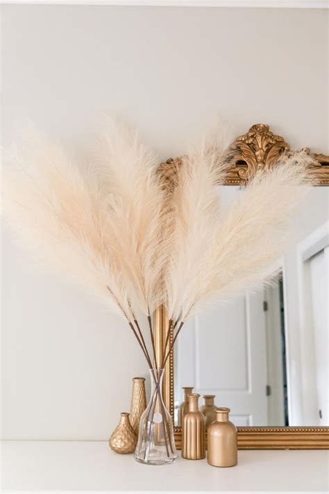 Faux Pampas Grass Stems Set Off White Pink Or Taupe Neutral Etsy