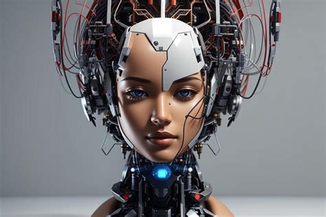 Cabeza De Cyborg Que Utiliza Inteligencia Artificial Para Crear Una