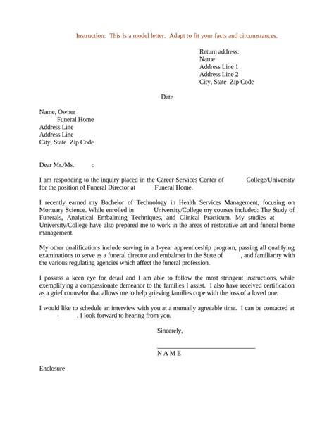 Funeral Director Apprentice Cover Letter