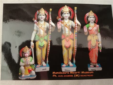 Painted Hindu Multicolor Ram Darbar Marble Statue Size Inch For