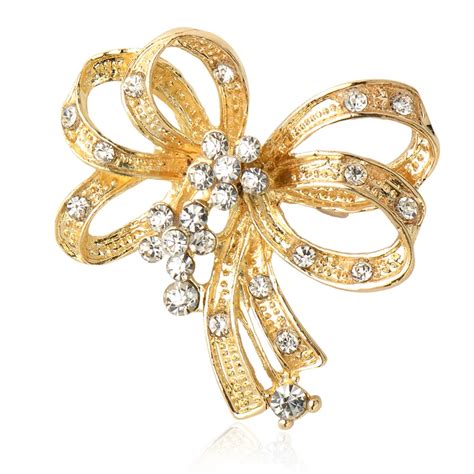 New Fashion Retro Alloy Silver Rhinestone Brooch Ribbon Shape