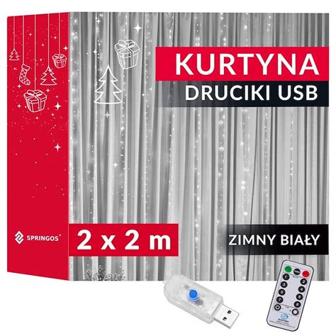 KURTYNA ŚWIETLNA 200 LED 2x2m SOPLE LAMPKI GIRLANDA PILOT DRUCIKI BIAŁE