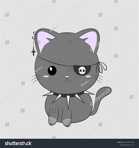 Pastel Goth Kitty Cute Gothic Cat Stock Vector (Royalty Free ...