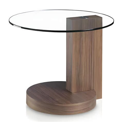 Angel Cerda Table D Angle En Bois De Noyer Et Verre Tremp