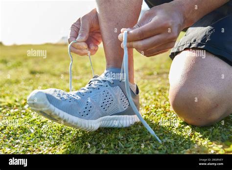 Mature Japanese Man Training Downtown Stock Photo Alamy