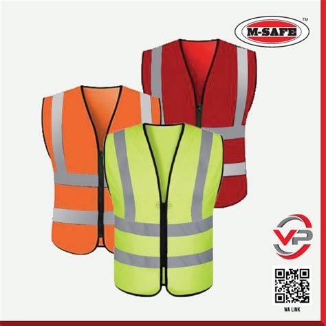 M Safe Safety Vest With Zip And Reflective Tape Safety Tricot Orange