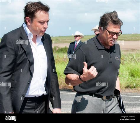 SpaceX founder and CEO Elon Musk, left, and Texas Gov. Rick Perry ...