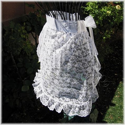 White Lace Apron With Pocket Half Apron By Apronsnmore On Etsy