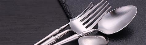 Amazon.com | Zerophilo Silverware Set Silver Matt Flatware Set Stainless Steel Cutlery Set 20 ...