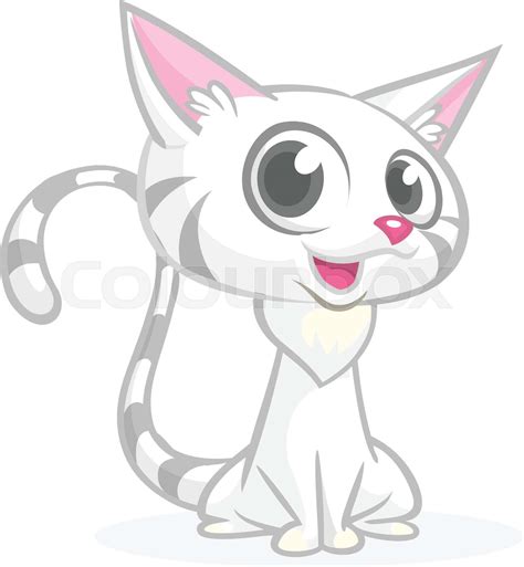 Pretty White Cat Cartoon Vector Illustration Stock Vector Colourbox