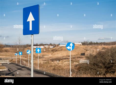 traffic signs on the side of the road Stock Photo - Alamy