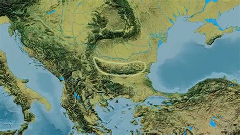 Zoom into Balkan mountain range - glowed. Topographic map — Stock Video ...