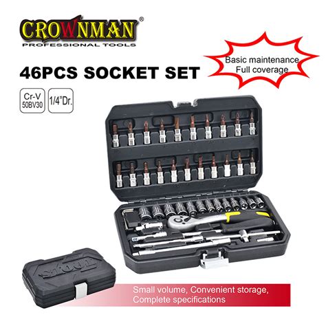 Crownman Professional Hand Tools Hardware Pieces Sockets Set With