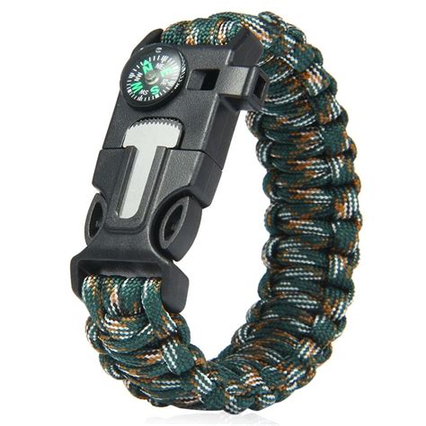 In Outdoor Survival Gear Escape Paracord Bracelet Flint Whistle