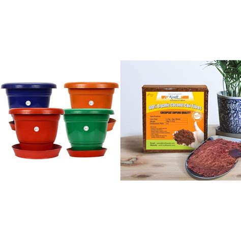 Kraft Seeds Gamla Planter Pot 10 Inch Set Of 4 Colourful Pots With