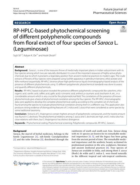 PDF RP HPLC Based Phytochemical Screening Of Different Polyphenolic