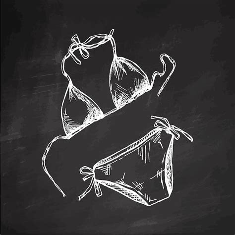 Esbozo dibujado a mano de un accesorio de bikini para trajes de baño femenino aislado en el