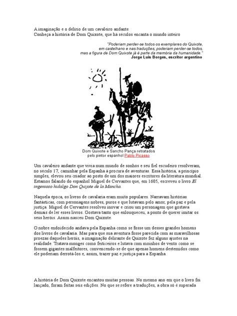 A história de Dom Quixote | PDF | Dom Quixote | Miguel de Cervantes