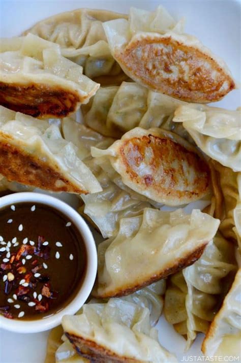 Pork Potstickers With Citrus Soy Dipping Sauce Just A Taste