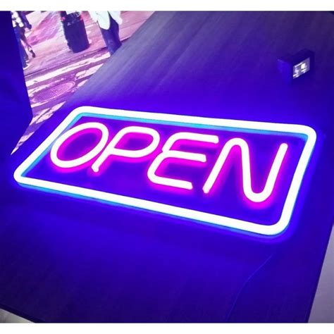 Placa De Led Neon Flex 50x25cm Open Letreiro Luminoso Aberto Shopee