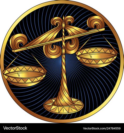 Libra Golden Zodiac Sign Horoscope Symbol Vector Image