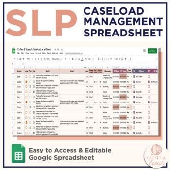 SLP Ultimate Caseload Management Spreadsheet Caseload At A Glance