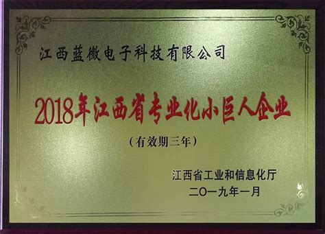 2018年江西省专业化小巨人企业 研发成果 江西蓝微电子科技有限公司