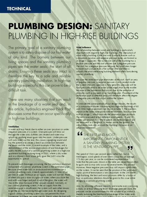 Plumbing Design In High Rise Pdf Plumbing Sanitation