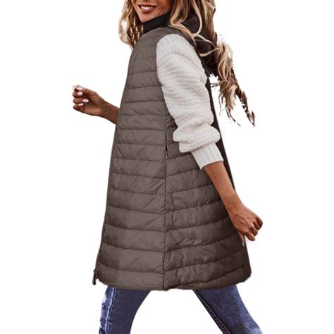 Juranmo Women Long Puffer Vest Down Quilted Lightweight Sleeveless