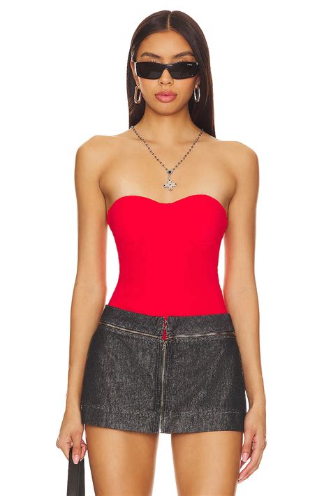 Superdown Stef Bustier Bodysuit In Red Revolve