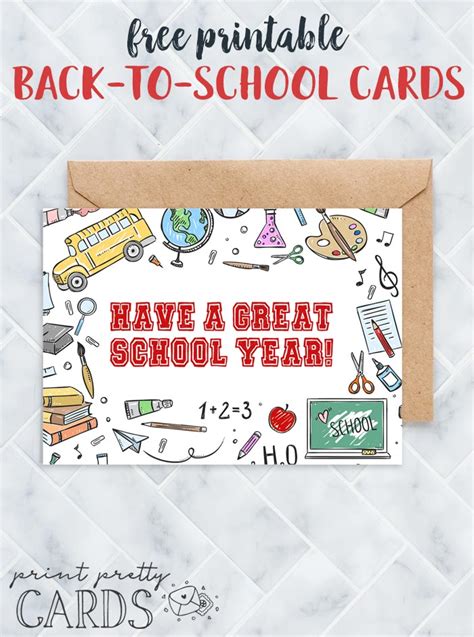 Free Printable Back to School Cards | Print Pretty Cards